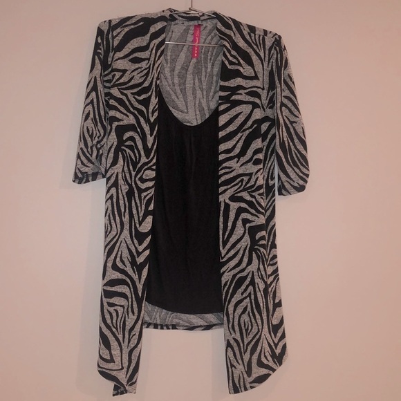 Heart Soul Shirt SZ XS Zebra Print Tank Plus Cover All In One 3/4 Length Sleeves - Picture 1 of 6